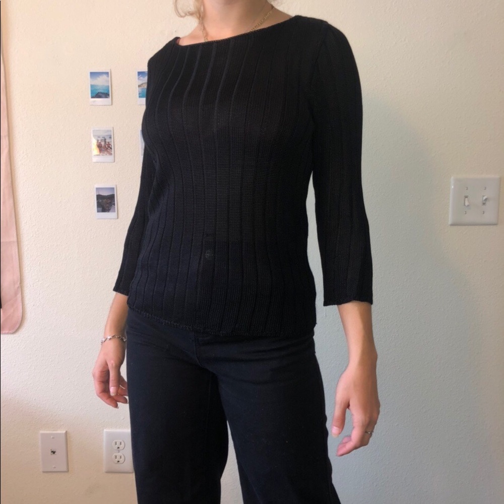 Mesh semi see through black top